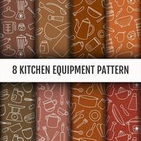 Seamless Kitchen tools pattern set vector