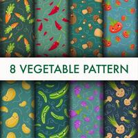 Cute Vegetable pattern set vector