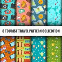 Set of Travel the World Seamless Pattern vector