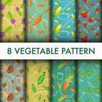 Seamless Vegetable pattern set. vector
