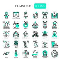 Elementos navideños, línea delgada y Pixel Perfect Icons vector