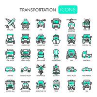 Transporte, línea delgada y Pixel Perfect Icons vector