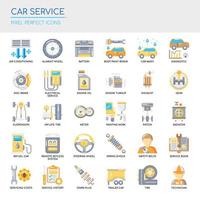 Conjunto de iconos perfectos de píxeles y líneas finas de Car Service para cualquier proyecto web y de aplicaciones. vector