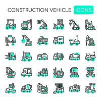 Construction Vehicle  Thin Line and Pixel Perfect Icons vector