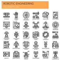 Iconos de ingeniería robótica, línea delgada y píxeles perfectos vector