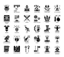 Elementos del juego, iconos de glifos vector