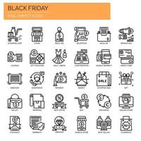 Black Friday Thin Line y Pixel Perfect Icons vector