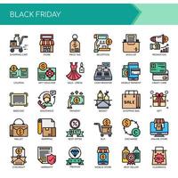 Black Friday Thin Line y Pixel Perfect Icons vector