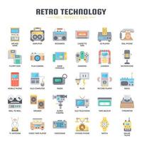 Iconos retro de tecnología, línea delgada y píxeles perfectos vector