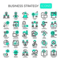 Estrategia empresarial, línea fina y Pixel Perfect Icons vector