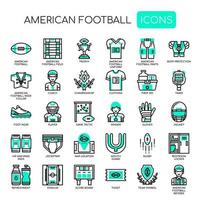 Iconos de fútbol americano, línea delgada y píxeles perfectos vector