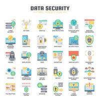 Iconos de seguridad de datos, línea delgada y píxeles perfectos vector