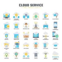 Servicio en la nube, iconos de líneas finas y píxeles perfectos vector