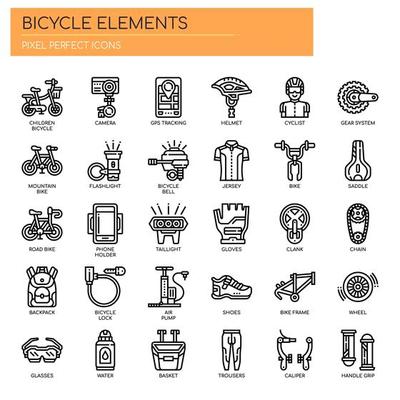 Bicycle Elements , Thin Line and Pixel Perfect Icons