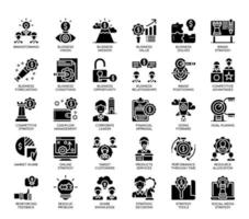 Estrategia empresarial, línea fina y Pixel Perfect Icons vector