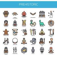 Prehistoric Elements , Thin Line and Pixel Perfect Icons vector