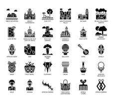 Elementos de África, línea delgada y Pixel Perfect Icons vector
