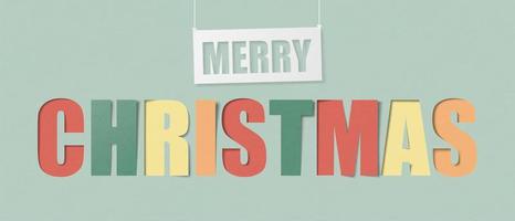 Merry Christmas colorful calligraphic in paper cut style vector