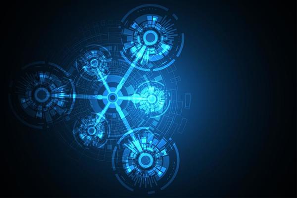 Abstract glowing round tech designs 