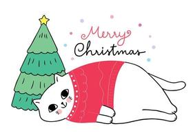 cat wearing red sweater sleeping  vector