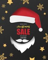Christmas sale banner design in paper cut style vector