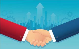 business handshake with cityscape  vector