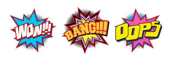 Set of comic text sound effect vector