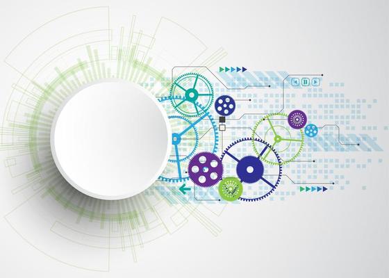 Abstract round object with blue green circuit board concept 