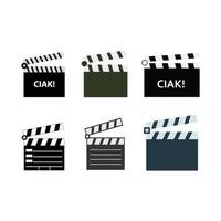 Set of clapper icons on white background vector