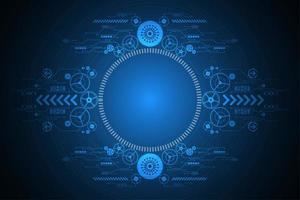 Glowing blue circular futuristic gear design vector