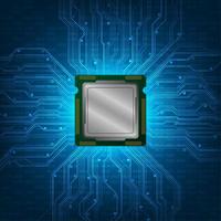 Abstract CPU design with glowing circuit board  vector