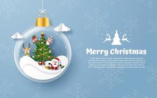 Merry Christmas Ornament Origami Style Postcard vector