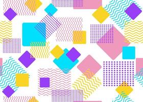 Seamless pattern of colorful shapes and geometric squares vector