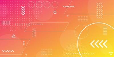 Pink orange and yellow gradient with overlapping shapes background vector