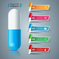 Pill, tablet, medicine icon, Health business infographic. vector