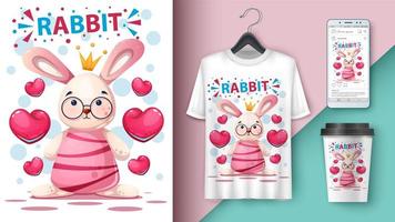 princess rabbit - mockup for your idea vector
