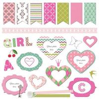 Textile frames. Scrapbook design elements vector