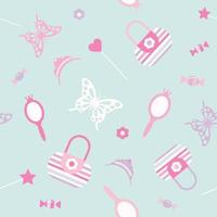 Cute seamless pattern background with girls stuff. vector