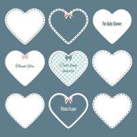 Cute lacy doilies in the shape of heart set. vector