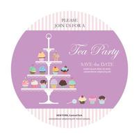 Invitation card with cupcakes stand. vector