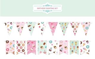 Birthday bunting flags set. vector