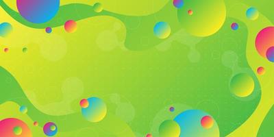 Bright green yellow gradient background with overlapping colorful shapes  vector