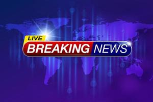 Live breaking news banner with global map  vector