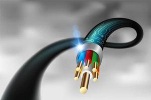 High speed  fiber optic cable close up  vector
