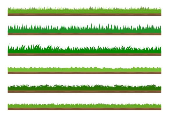Collection of green grass border set
