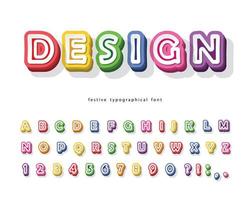 Modern 3d bright font. vector