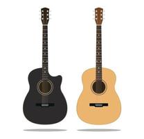Black and brown wooden guitars set vector