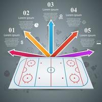 Hockey field template - business infographic. vector