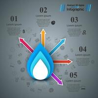 Paper blue water infographics. vector