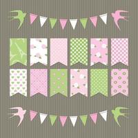 Scrapbook design elements set of bunting flags. vector